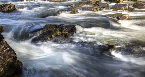 Scenic view of water flowing through rocks