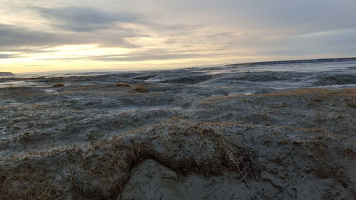 Scenic view of landscape against sky during sunset