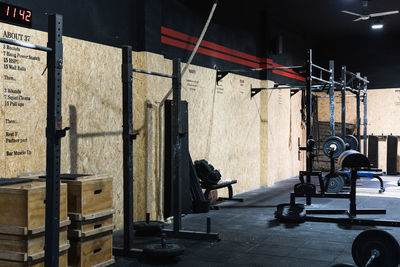 Rear view of man standing in gym