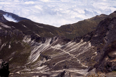 Scenic view of landscape and mountains against sky