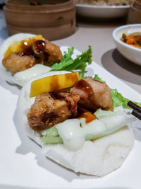 High angle view of meal served in plate