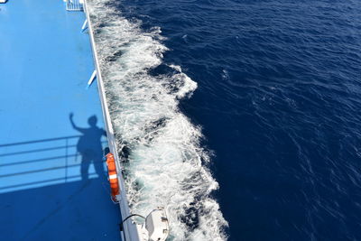 High angle view of boat in sea