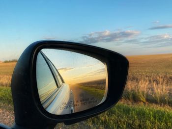 Close-up of side-view mirror