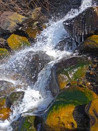 Water flowing through rocks