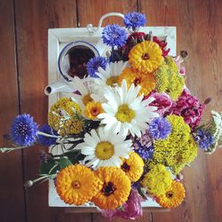 Close-up of flowers on table