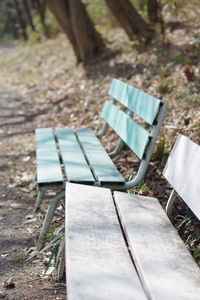 High angle view of bench
