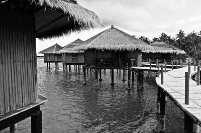 View of built structure in water