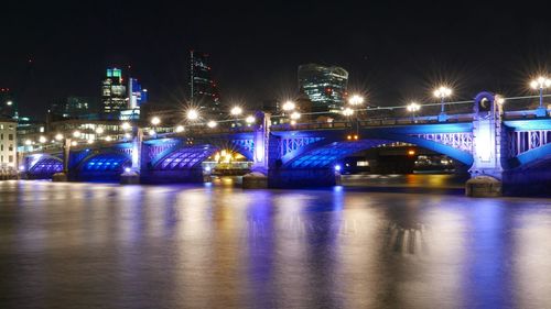 Illuminated city at night