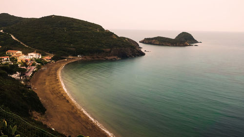 Scenic view of sea against clear sky