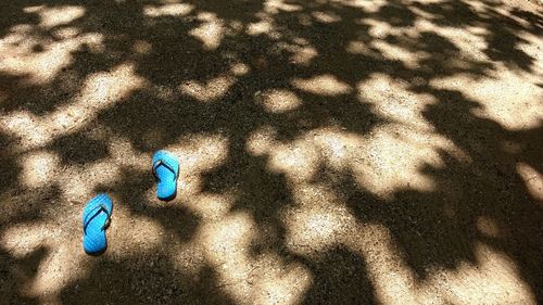 High angle view of shadow on sand