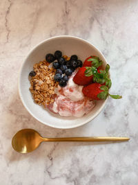 High angle view of breakfast served in bowl