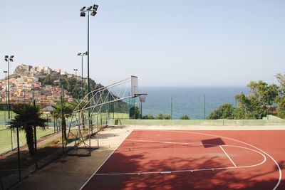 Scenic view of sea against clear sky