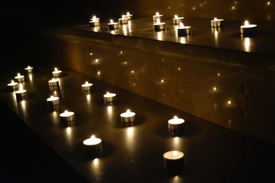 Illuminated lights in building at night