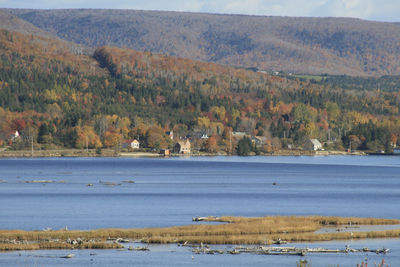 Scenic view of lake and mountains