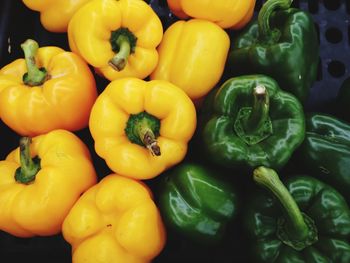 High angle view of bell peppers