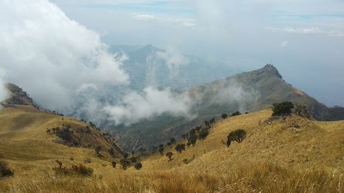 Scenic view of mountains against sky