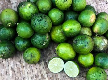 High angle view of fruits on table