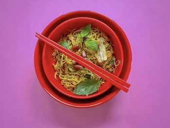 Directly above shot of food in bowl