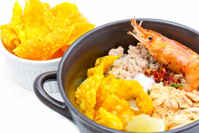 High angle view of breakfast in bowl