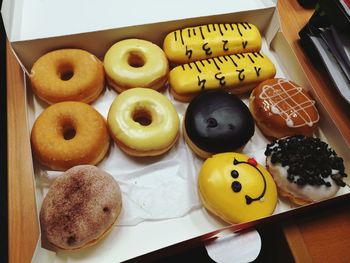 High angle view of food on table