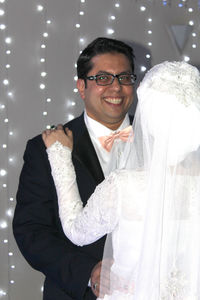 Newlywed couple dancing in wedding ceremony