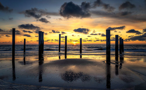 Scenic view of sea against sky during sunset