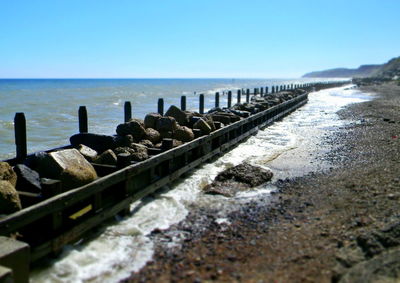 Scenic view of sea against clear sky