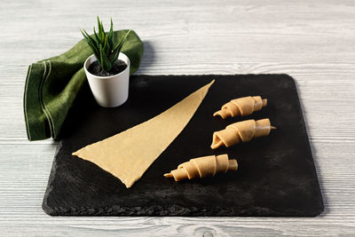 High angle view of food on table
