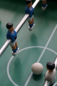 High angle view of men playing with ball