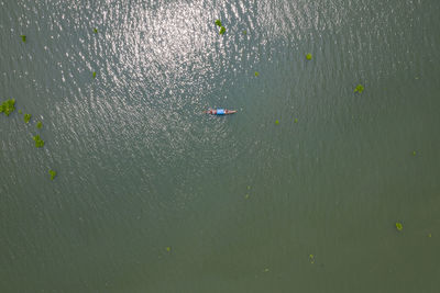 High angle view of person in sea