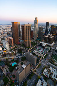 The los angeles financial district after the sunset