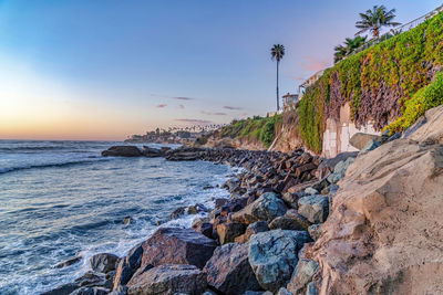 Scenic view of sea against sky during sunset