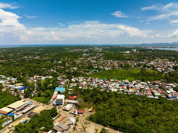 High angle view of townscape against sky