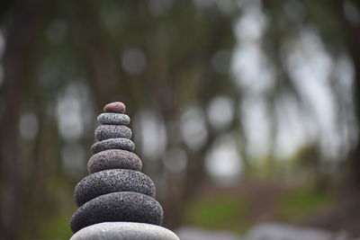 Close-up of stone stack 