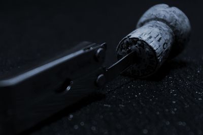 Close-up of cork on table