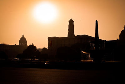 Buildings at sunset