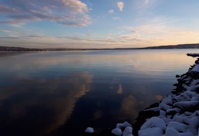 Scenic view of sea against sky during sunset