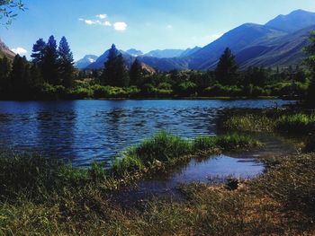 Scenic view of lake and mountains