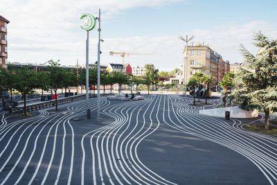 Lines on the concrete at the urban park