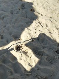 High angle view of sand shadow on beach