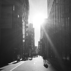 People walking on city street