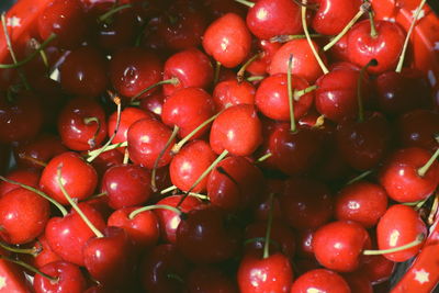 Full frame shot of cherries in water