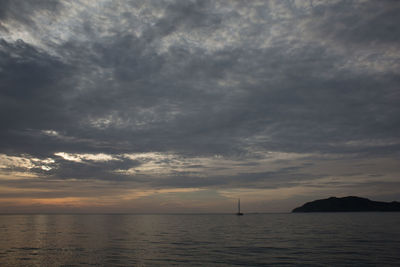 Scenic view of sea against cloudy sky