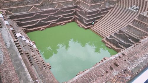 High angle view of   temple   pound. 
