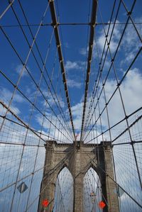 Low angle view of suspension bridge