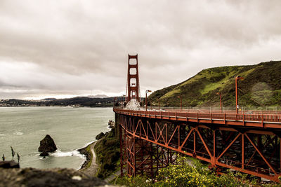 Bridge over sea against sky