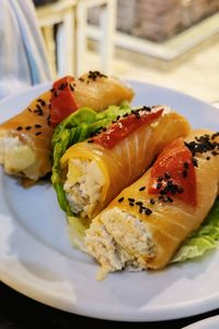 Close-up of fish served on plate