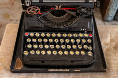 Close-up of typewriter