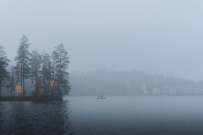 Scenic view of lake against sky during winter