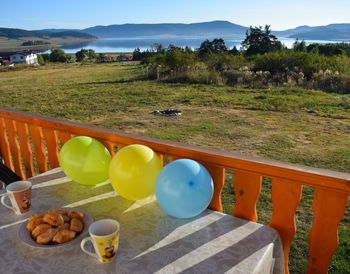 View of food on table against sky